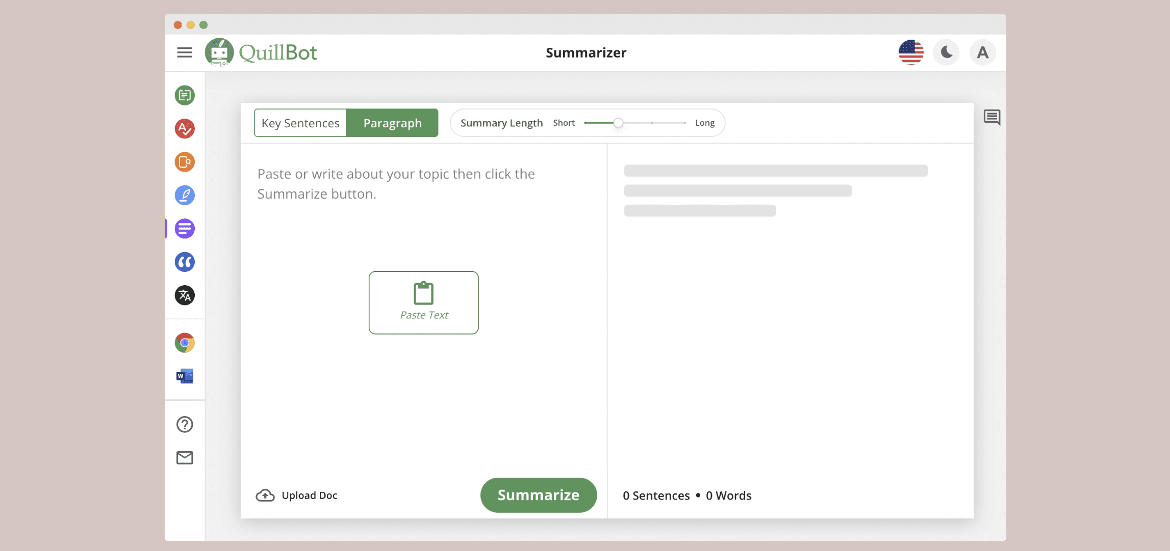 QuillBot homepage, a free AI writer and paraphrasing tool