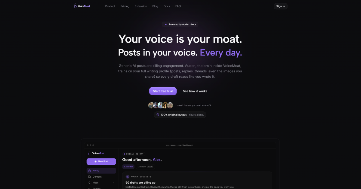 VoiceMoat: Turn your social media profile into a brand